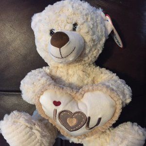 Teddy Bear Stuffed Animal New Holding Heart That Says "I Love You"
